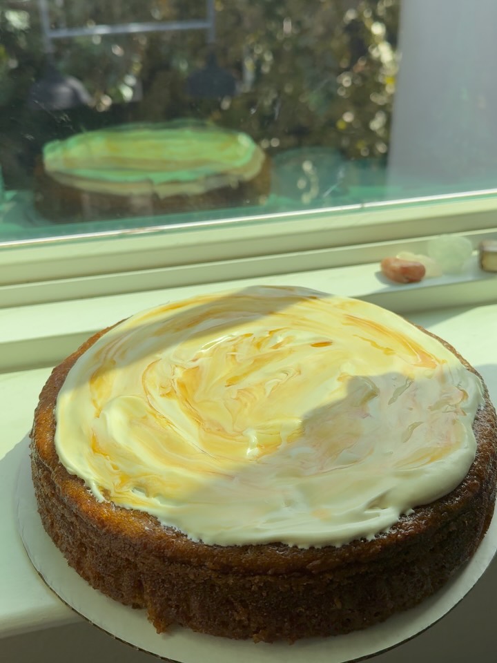Pumpkin spice olive oil cake with salted caramel Russian buttercream